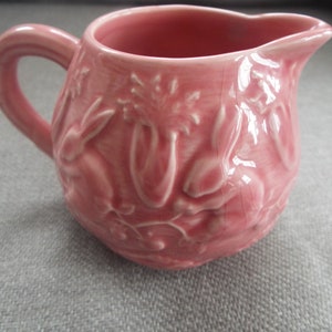 pink Majolica Bordallo Pinheiro Portugal pink creamer replacement Easter creamer rabbits image 2