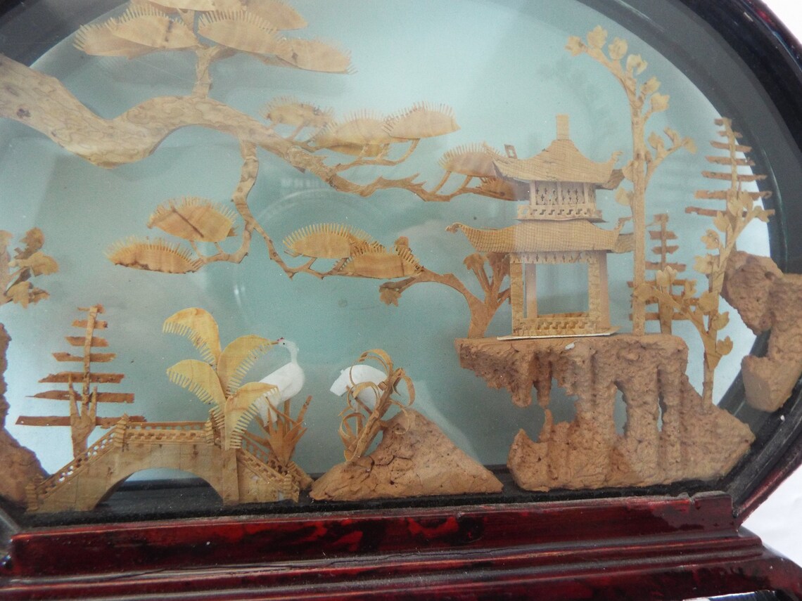 Chinese Cork Art Diorama Shadow Box Asian Decor 3 D Art Etsy