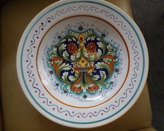 extra large 15&quot; Nova Deruta Italian hand painted centerpiece bowl art pottery signed ceramic  Renaissance Italian majolica replacement