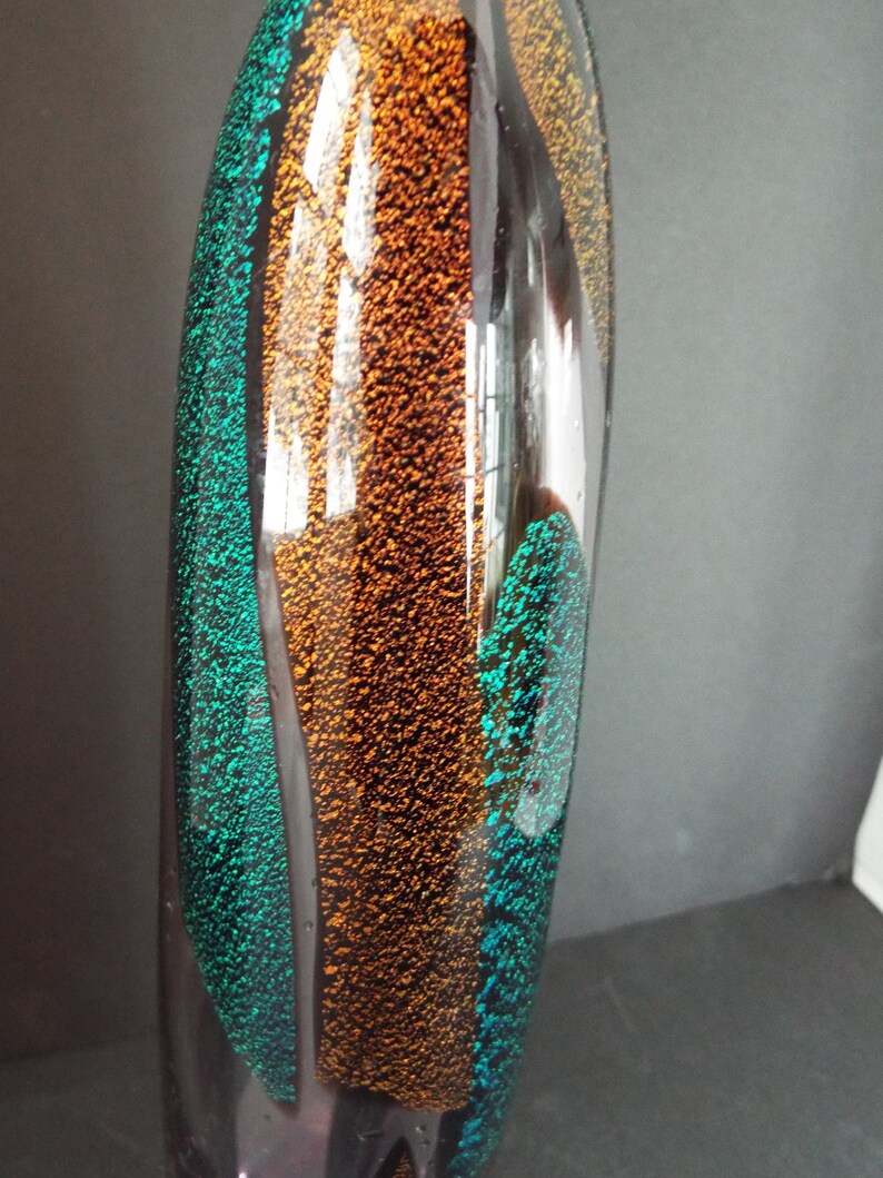 Michael Angelo Menconi Dichroic handblown art glass vase signed 15 tall signed