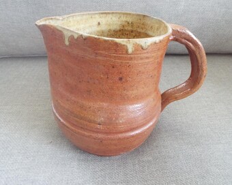 clay farmhouse stoneware pitcher jug French hand thrown salt glaze  stoneware carafe French county folk art studio made