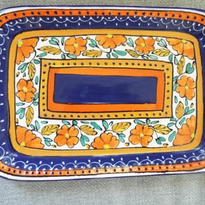 Mexican Talavera pottery 9" rectangular  serving  tray one of three