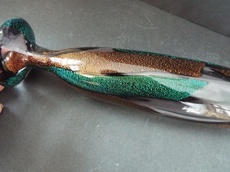 Michael Angelo Menconi Dichroic handblown art glass vase signed 15 tall signed