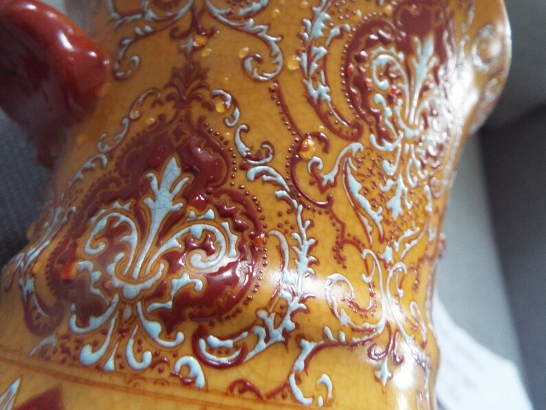 Mark Roberts Porcelain Cachepot Planter Bowl Orange Red Hand Etsy