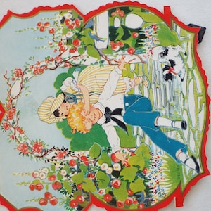 antique Victorian Valentines day card boy girl