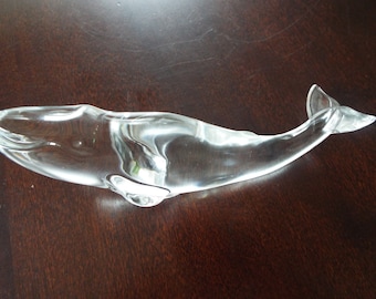 Baccarat Dauphin Blue Dolphin Swimming Figurine Vintage Crystal