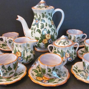 19 pcs Italian pottery Deruta  tea set teapot Expresso set wedding gift   replacement