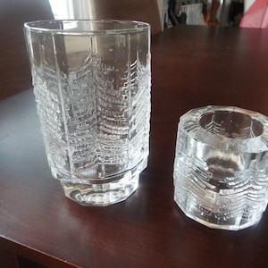 set of 2 Iittala Finnish glass spruce fir tree votive candle holder tealight  Kuusi Jorma Vennola Vase 6&quot;  replacement 1980