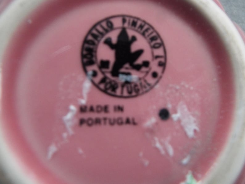 pink Majolica Bordallo Pinheiro Portugal pink creamer replacement Easter creamer rabbits image 3