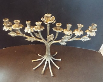 Hanukkah Chanukah  9 arm  aluminum travel Jewish Menorah  festival of lights Hebrew art