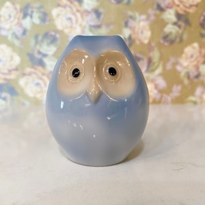 Decorative Stylized Owl Decor /  Owl Figurine / Baby Blue Pastel Porcelain /  Mini Glossy Sweet Owl / Home Decor /  Small Owl Figurine
