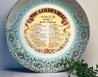The Golden Rule / Religious Wall Decor / Porcelain Plate Transfer Ware / Ten World's Religions Gift / Church Religious Decor /  Decor Plate