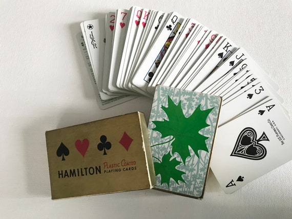 Playing Cards Deck Green Maple Leaf Design / Hamilton Plastic