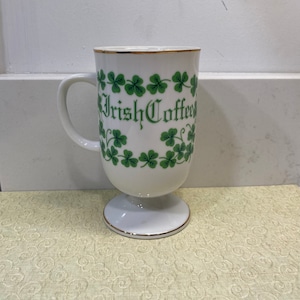 Green Shamrock Irish Coffee Mug / Lucky Clover Prayer  / Hold Onto Blade Grass Not Fall Off Earth Porcelain Cup / Jamisons coffee mug