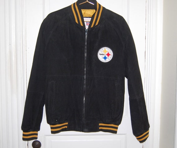 NFL スウェードジャケット BLACK XL NFL Pittsburgh Steelers Mens Suede Leather Embroidered Jacket L - Etsy