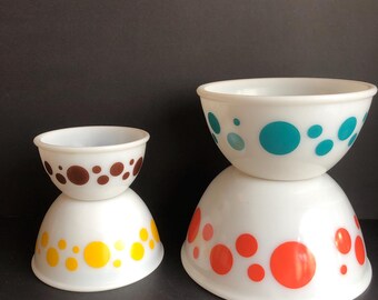ヴィンテージ ヘーゼル アトラス ドット ミキシング ボウル 4 個セット