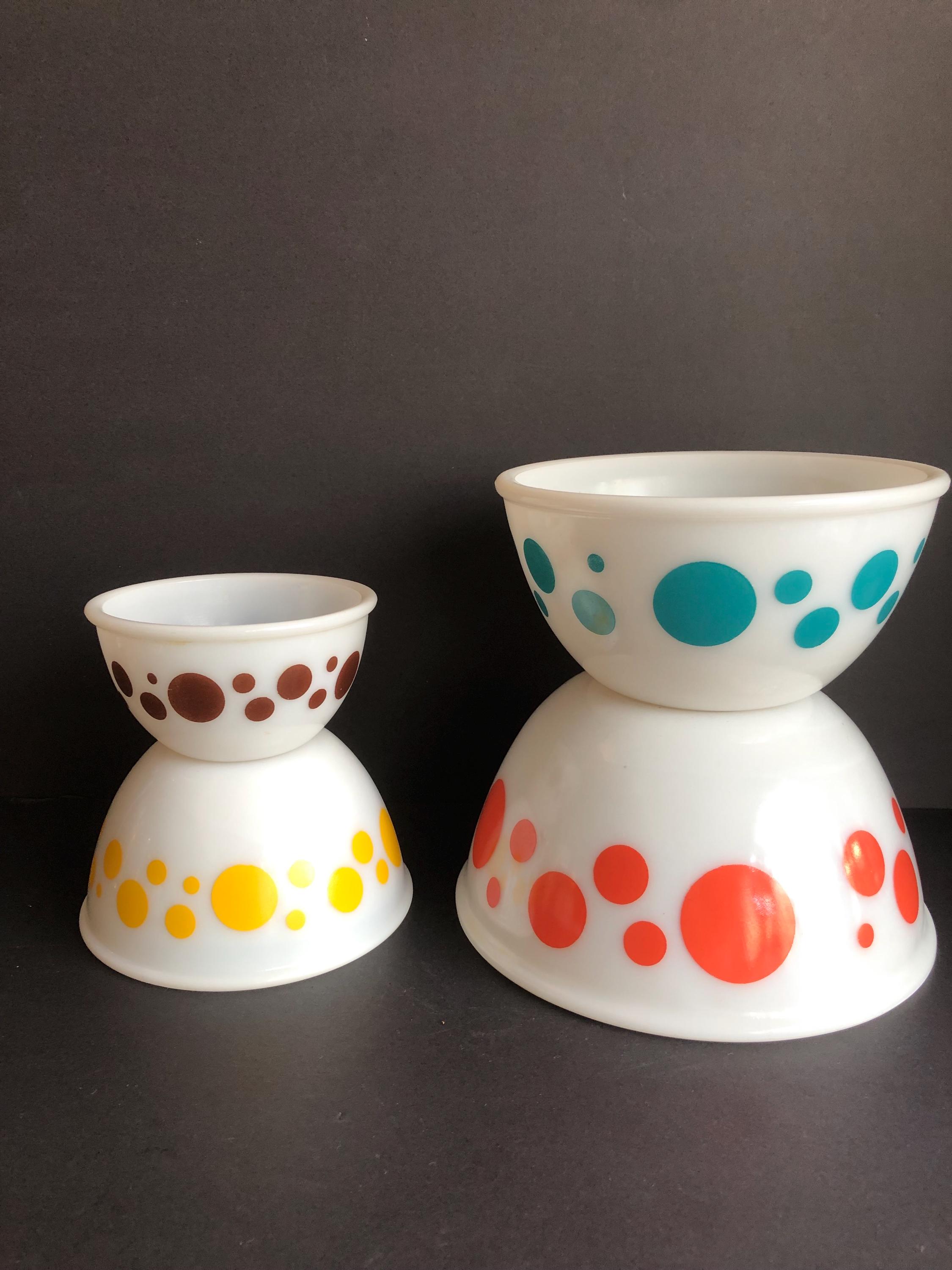 ヴィンテージ ヘーゼル アトラス ドット ミキシング ボウル 4 個セット