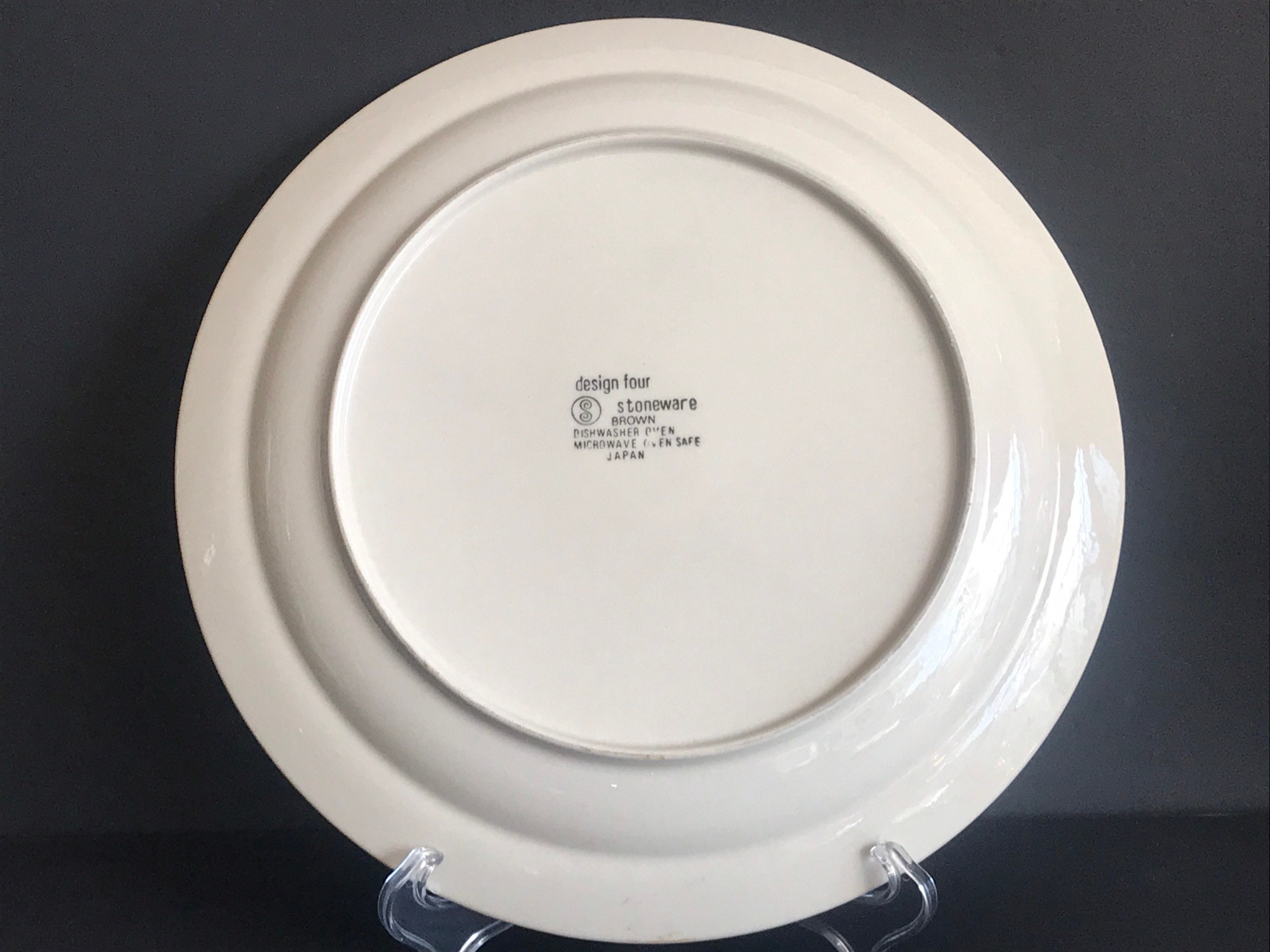 Vintage Design Four Japan, Stoneware Brown Band, Serving Dish 12