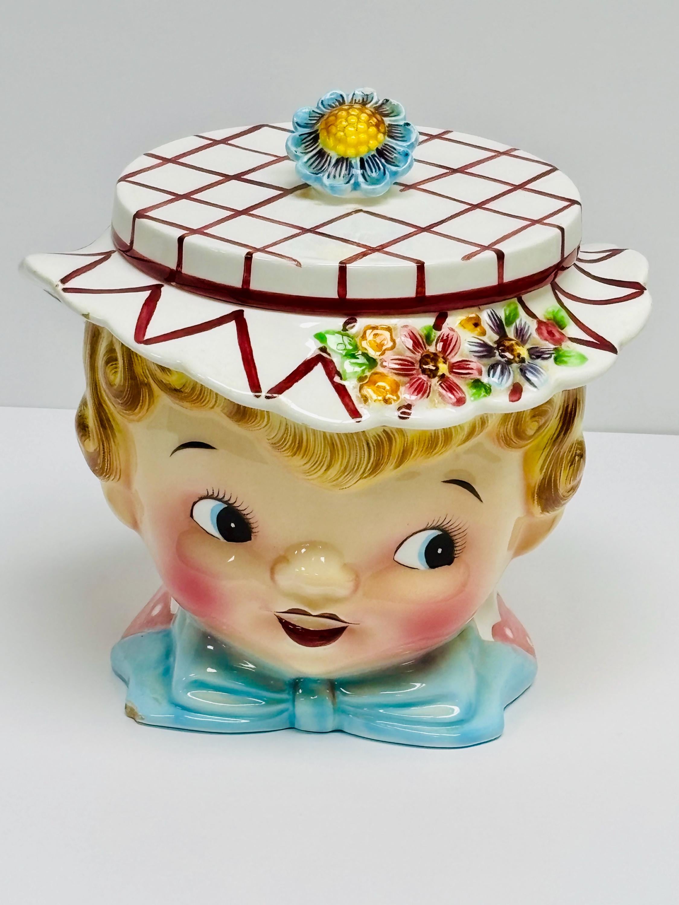 Vintage Lefton Miss Dante Cookie Jar # 040, Hand Painted Made in