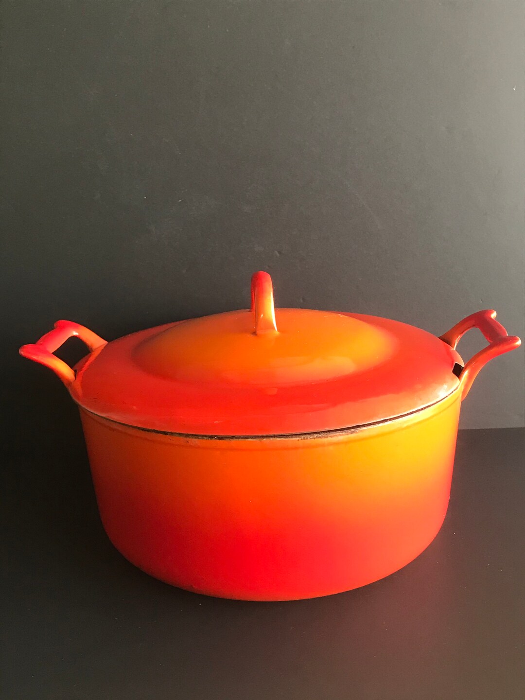 Vintage Descoware Belgium Enameld Cast Iron Large Round Etsy