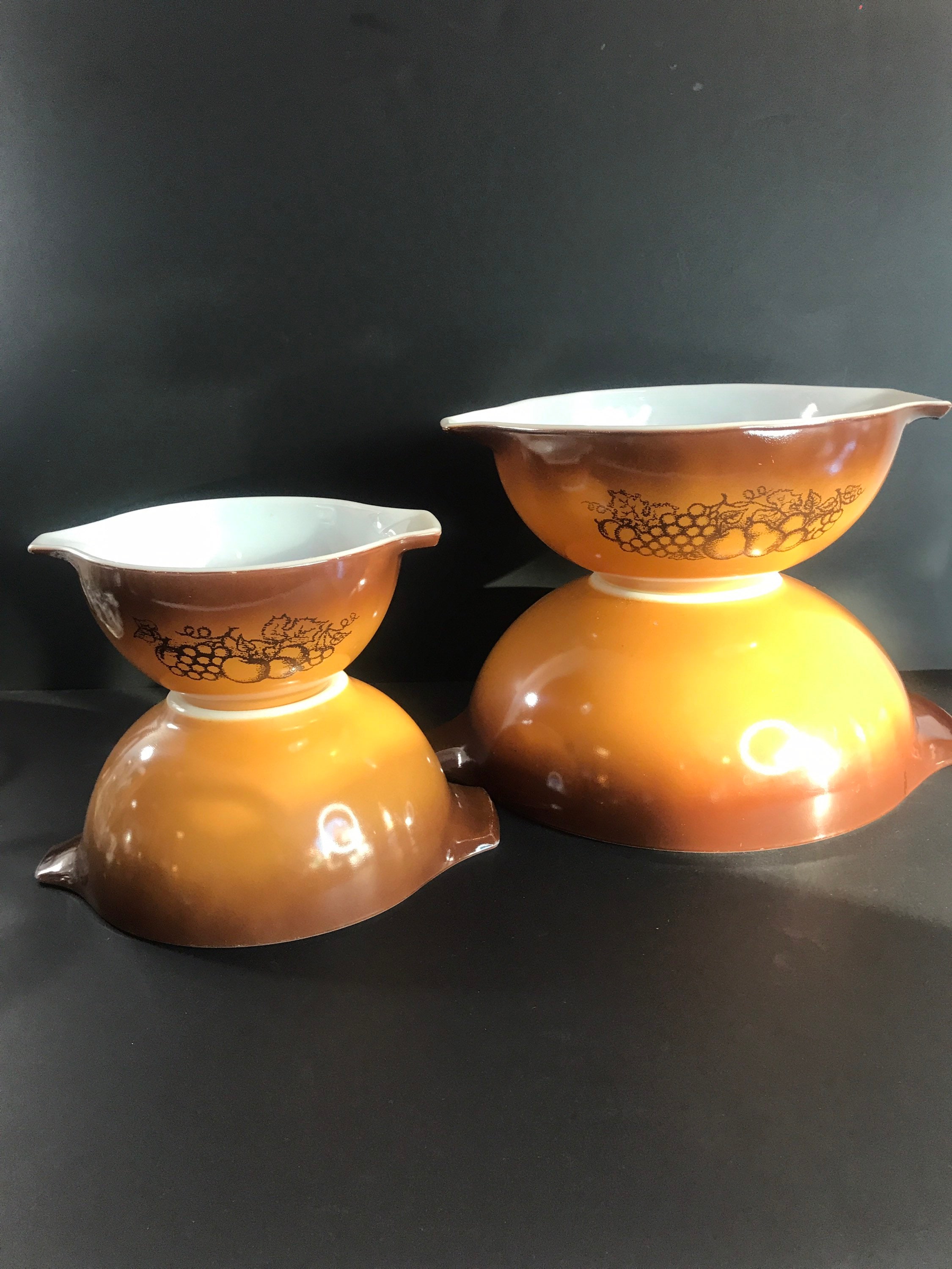 Vintage Pyrex Old Orchard Mixing Bowl Set, 1970s Cinderella Bowls