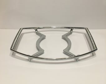 Soporte para servir/salvamanteles de cromo Corning Ware vintage, década de 1960.
