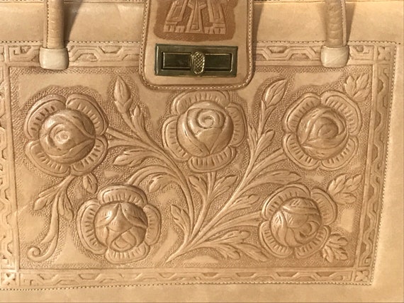 Vintage, Tooled leather purse, Soft leather embos… - image 2