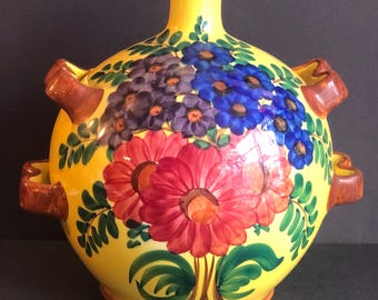 [イタリア製] ヴィンテージ　マジョルカ　陶器花瓶 大型カポディモンテ・マジョリカ花瓶 ヴィンテージ イタリア製 手描き