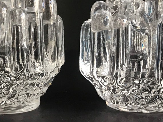 Vintage Kosta Boda Glass Candle Holders, Goran Warff Polar Series