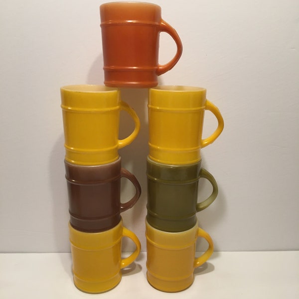 vintage, Fire King, Anchor Hocking, Barrel Design, 12 onces, Coffee Tea Mug, 1960's, choisissez la quantité et la couleur