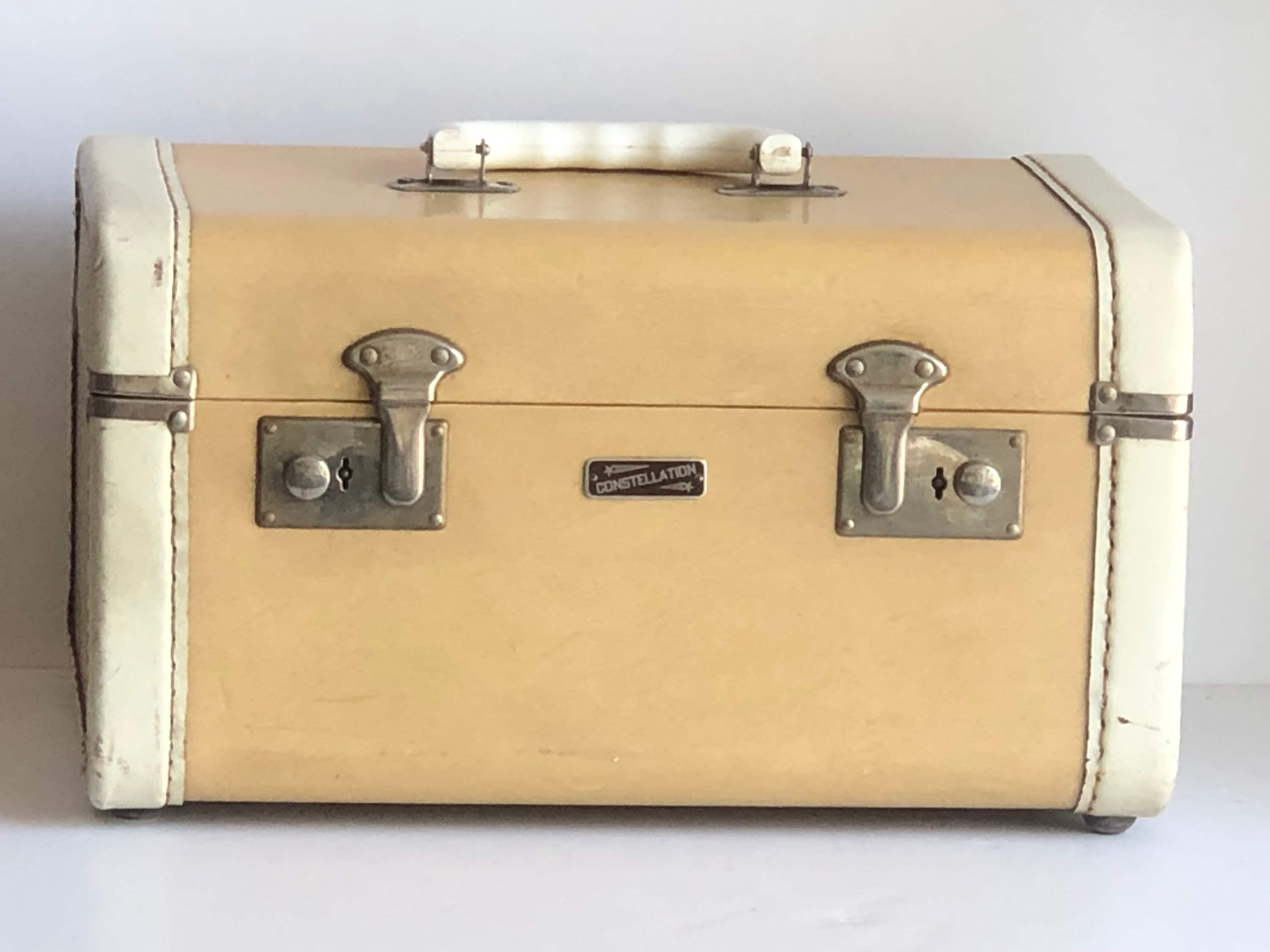 Leather train case luggage top