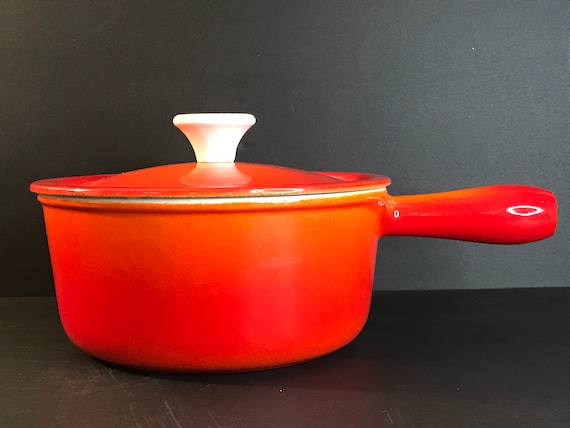 descoware バターウォーマー　鋳物　オレンジ　ヴィンテージ Vintage Descoware Red Orange Casserole, Enamel Cast Iron Dutch