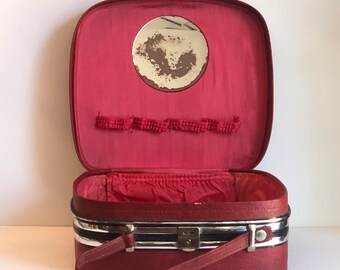 Vintage Cheney England Train Case, Red Crocodile Leather, MCM