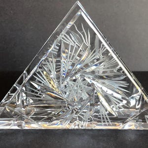 Vintage, Kristall Windrad, Serviettenhalter, geschliffenes Glas, hergestellt in Polen, Vintage 1970er Jahre