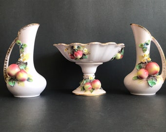 Juego de cuenco y jarra de porcelana L’amour vintage, pintado a mano en Japón.