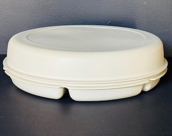Vintage Tupperware Serving Center Tray Almond Beige 7 Compartments (Model 1665)