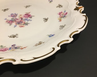 Fine China « R » Made in Germany grande assiette à gâteau, frutta, o decorazione murale bordura o 18 Kt e rose, ottime condizioni - Italia