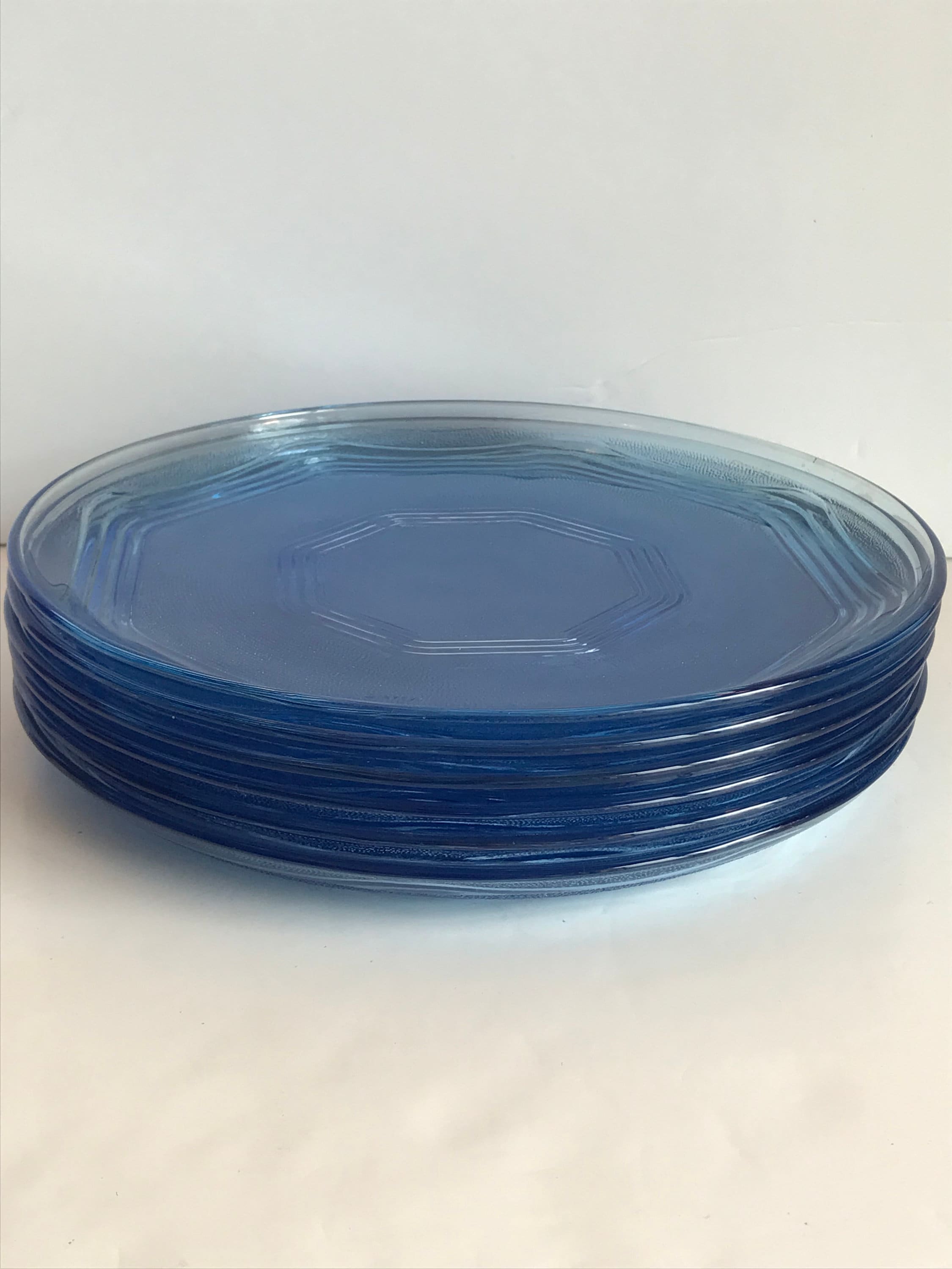 Vintage Pasari Indonesia Blue Glass Set of 6 Dinner Plates Serving Platters 10 Inches Blue Cobalt Plate Etsy Canada
