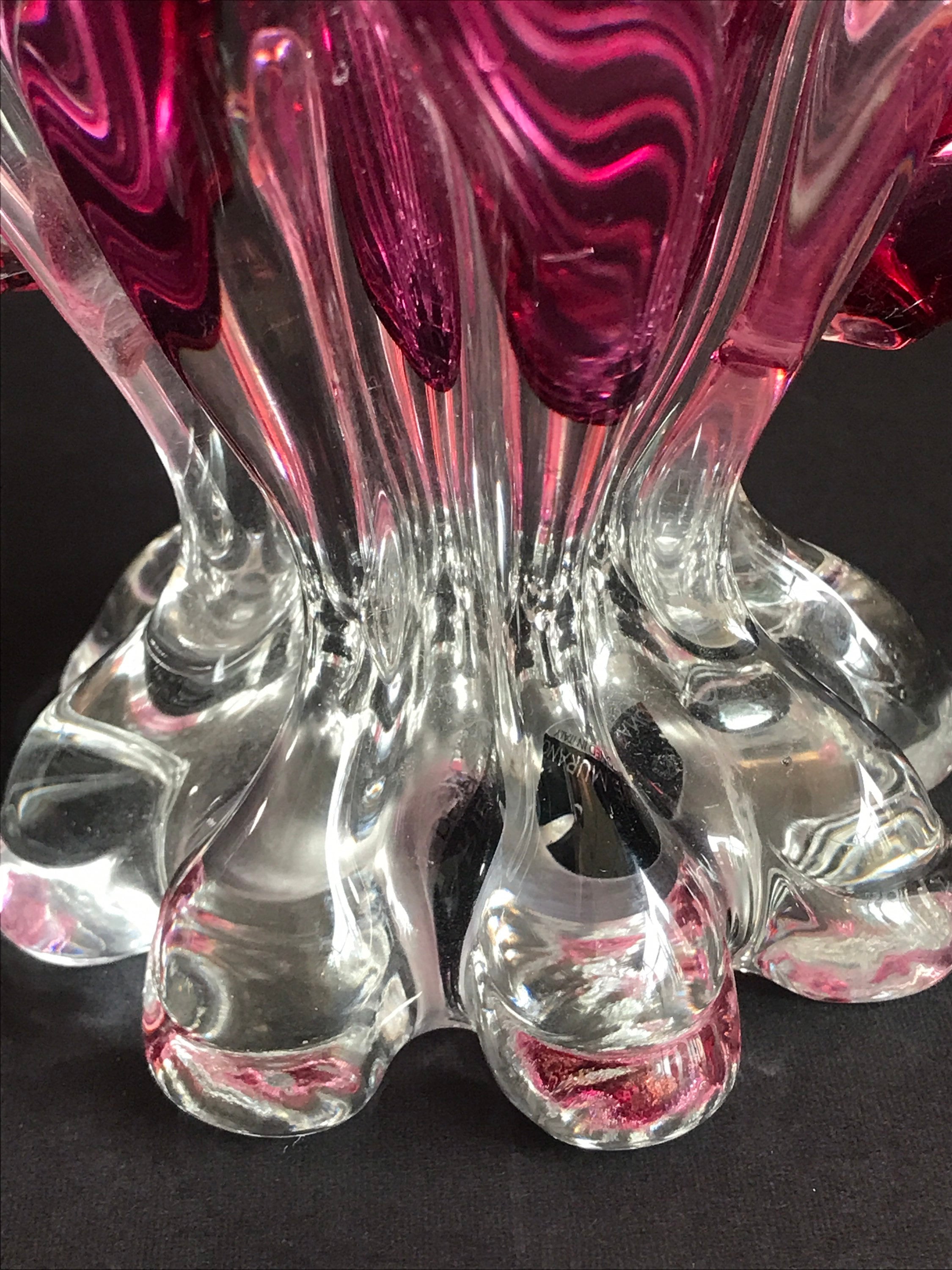 ヴィンテージ、イタリア製ムラーノアートガラス、吹きガラス、透明