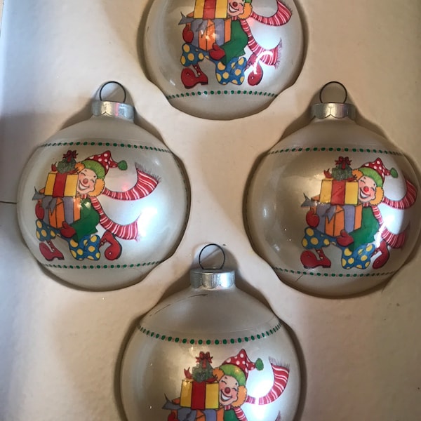 Vintage, Berman and Anderson Exclusive Christmas Creation, Lot of 4 Glass Ball, Made in USA, MCM 1980's