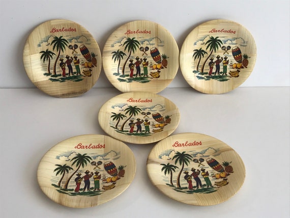 Vintage, Bambus-Untersetzer, 6er-Set, Cup-Glas-Tischhalter, rundes  Serviertablett, Barbados Folklore, Souvenir, Barzubehr, - Etsy sterreich