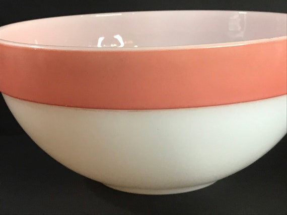Vintage Fire King, Colonial , Pink Band, Milk Glass, Mixing Bowl