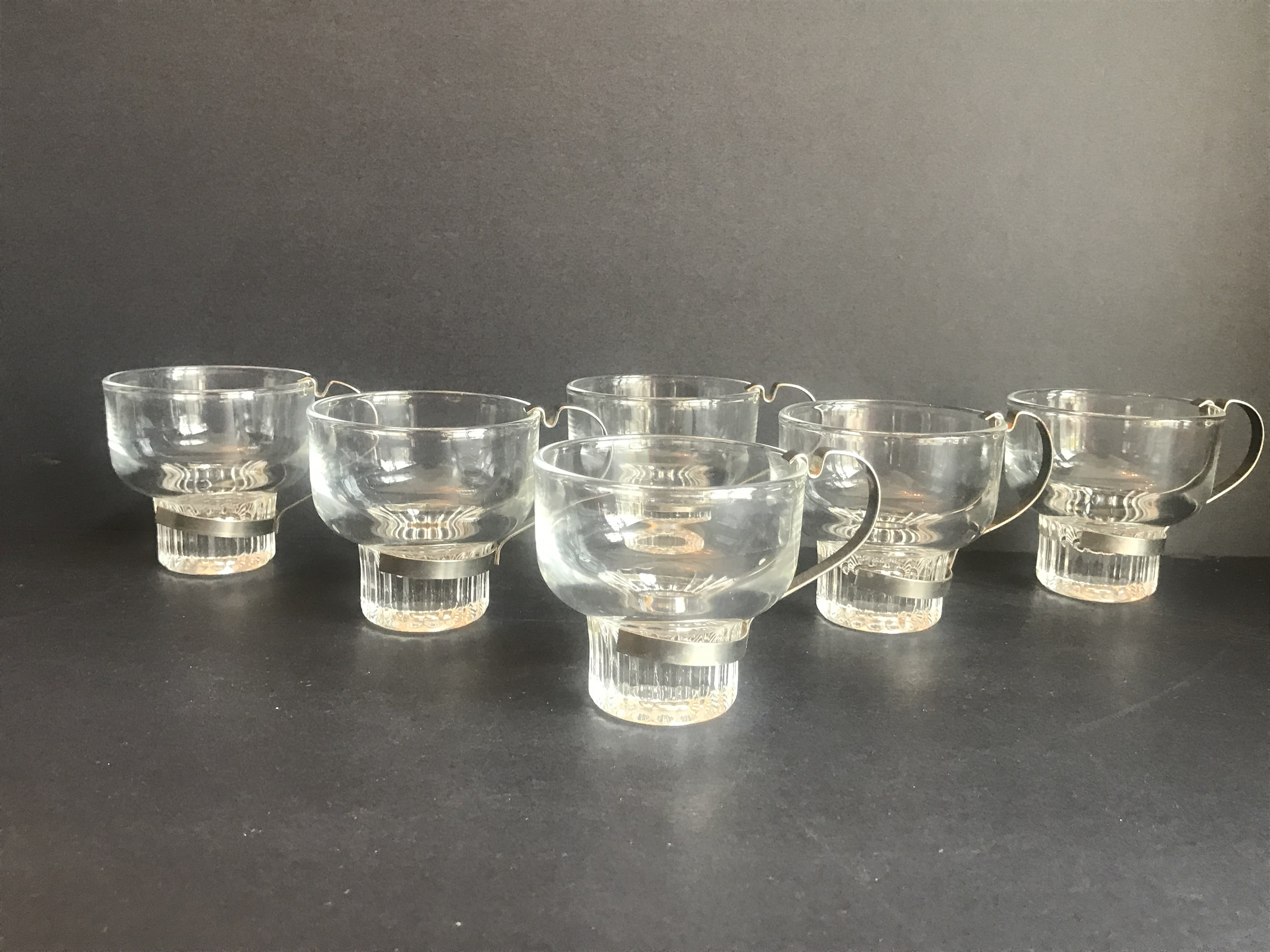 Vintage Gold Greek Key Continental Glass Cup Set of Four Hot & Cold With  Handle Midcentury 1960's Man Cave Bar Retro Kitchen Home Decor Gift 
