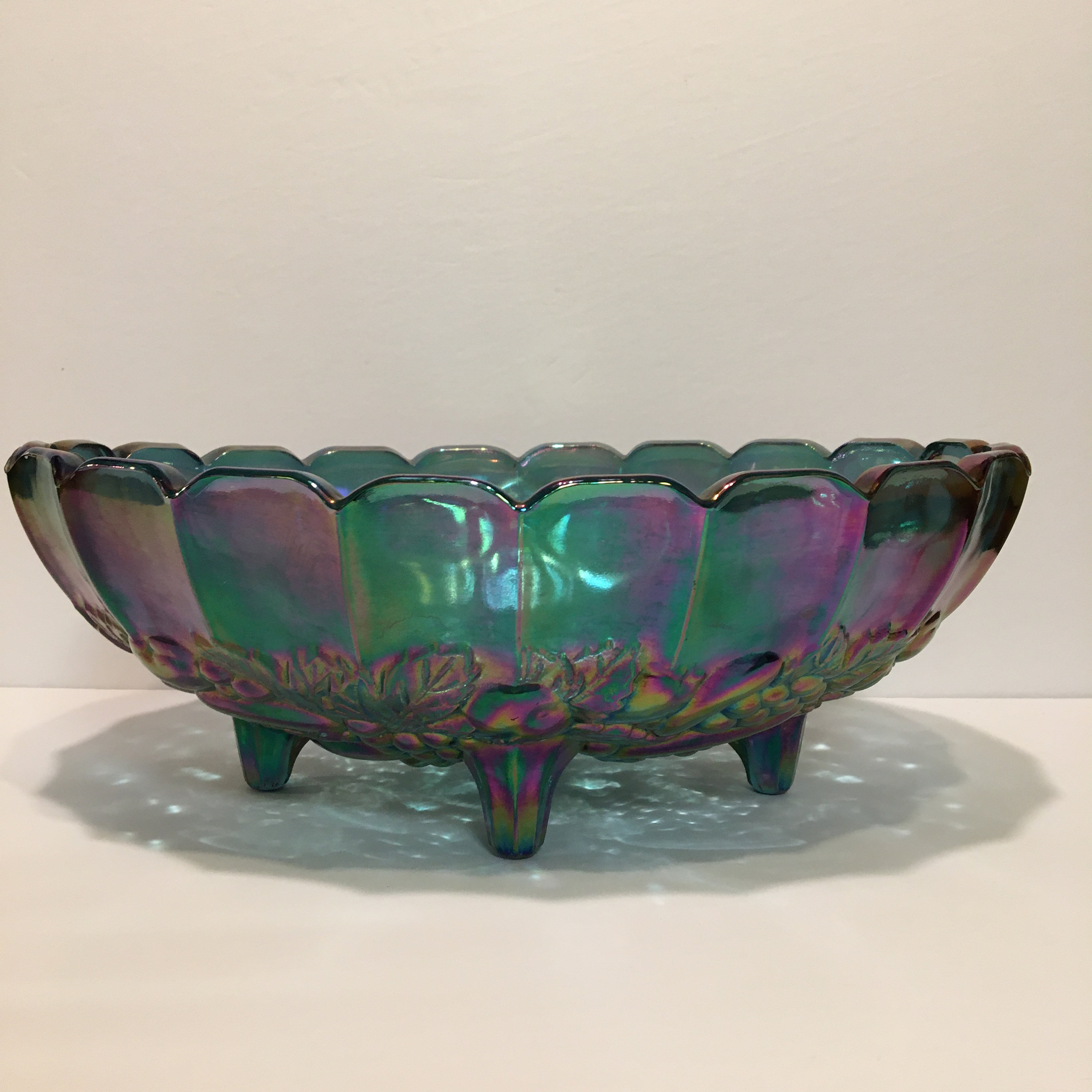 Vintage Indiana Glass Iridescent Carnival Glass Bowl, Harvest