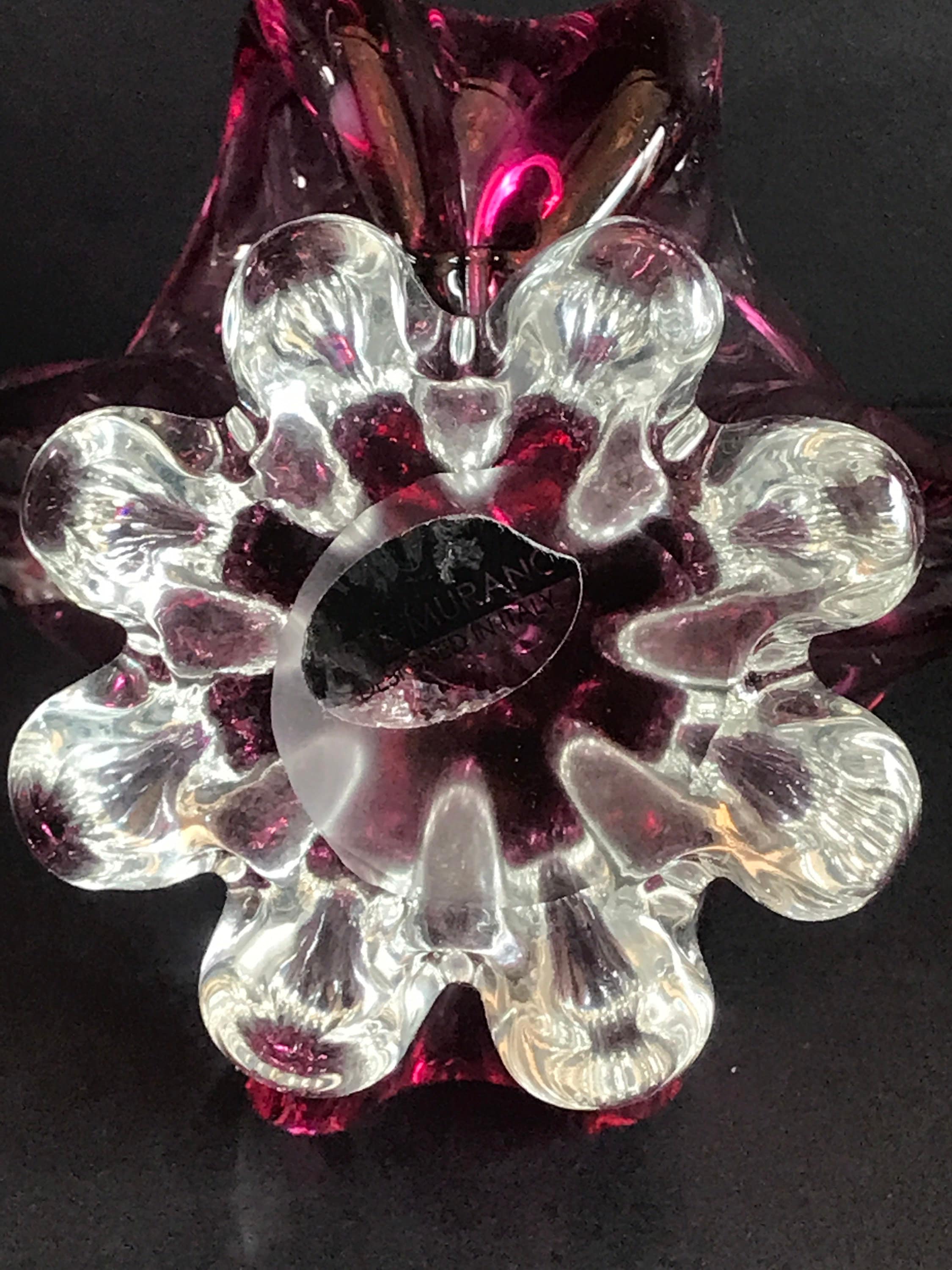 ヴィンテージ、イタリア製ムラーノアートガラス、吹きガラス、透明