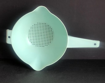 Vintage aqua-tupperwarevergiet, retro keukenzeef, #1523