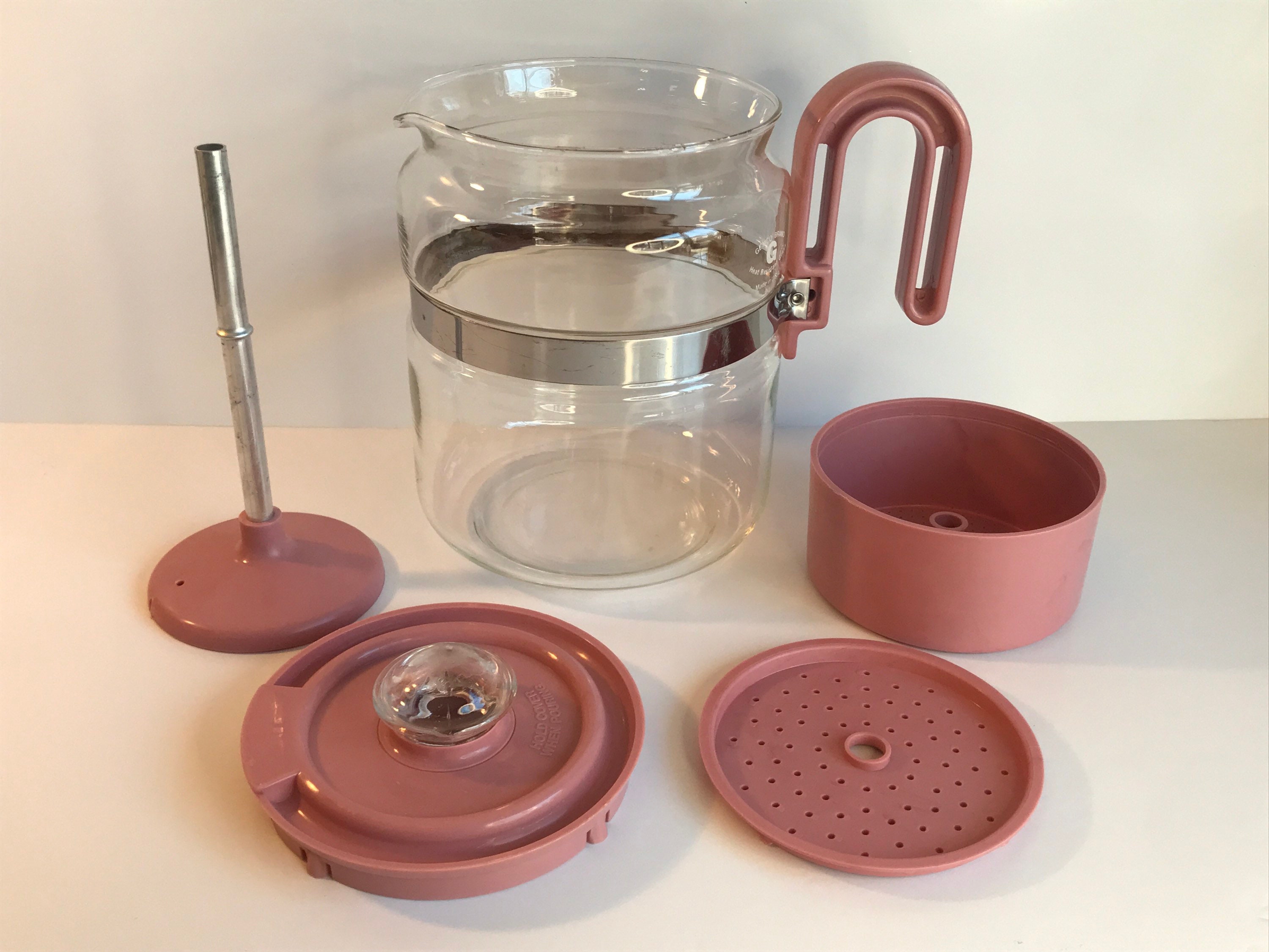 Vintage, Gemco Glass Coffee Pot, Stovetop Percolator, Pink Plastic & Clear  Glass, 4 8 Cups Made in USA 1970's 