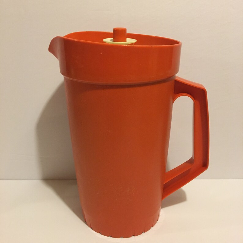 Vintage Tupperware Orange Large Pitcher W/ Secure Lid Etsy