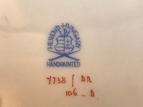 Vintage, Herend Hungary Hand Painted Rectangular Scalloped Edge