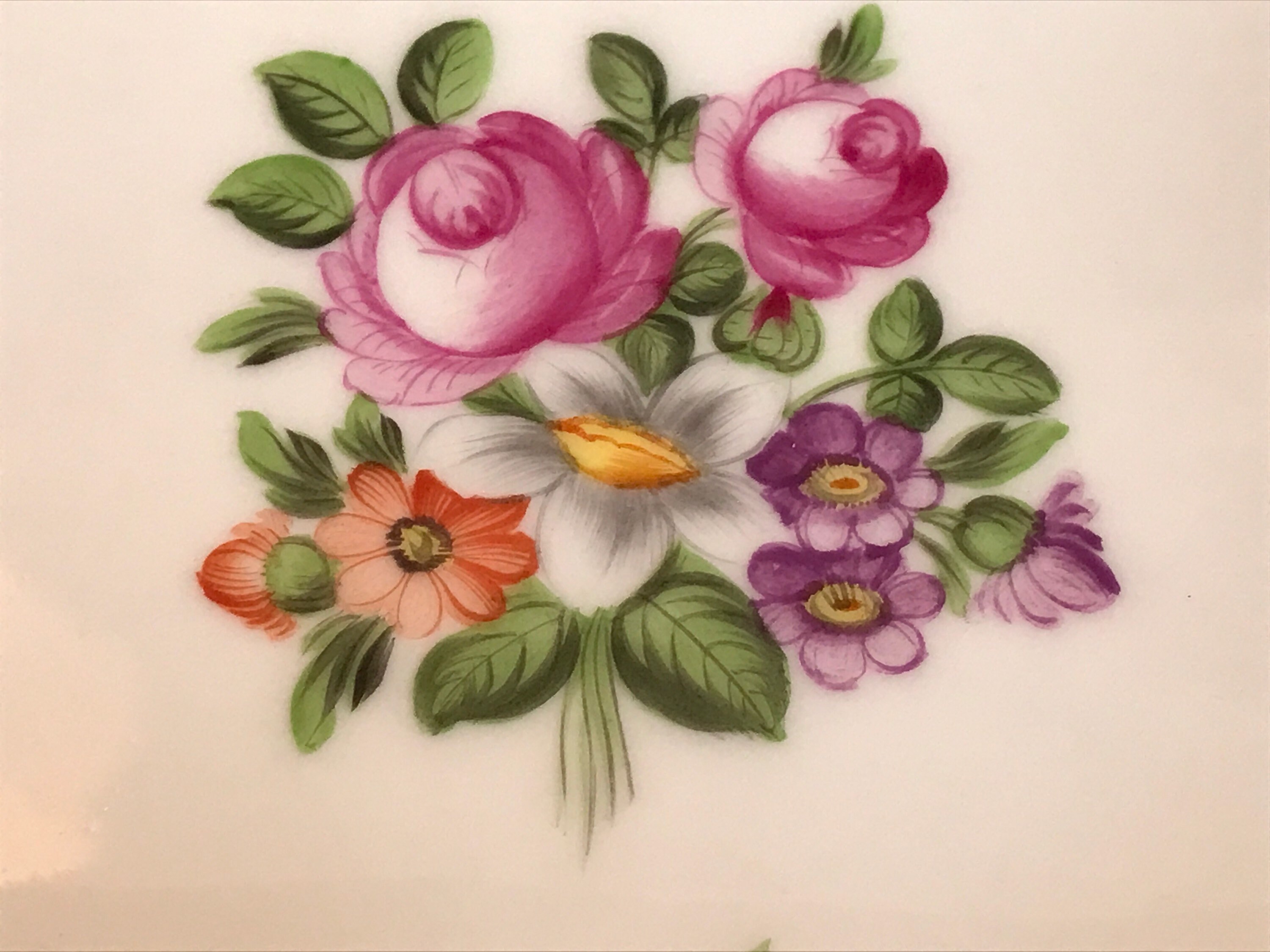 Vintage, Herend Hungary Hand Painted Rectangular Scalloped